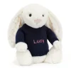 Jellycat Bashful Twinkle Bunny with Personalised Navy Jumper< All Soft Toys|Bashful Bunnies