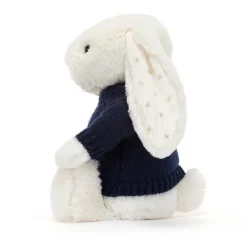 Jellycat Bashful Twinkle Bunny with Personalised Navy Jumper< All Soft Toys|Bashful Bunnies