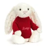 Jellycat Bashful Twinkle Bunny with Personalised Red Jumper< All Soft Toys|Bashful Bunnies
