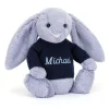 Jellycat Bashful Viola Bunny with Personalised Navy Jumper< All Soft Toys|Bashful Bunnies