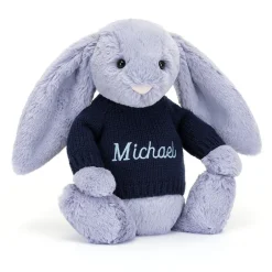 Jellycat Bashful Viola Bunny with Personalised Navy Jumper< All Soft Toys|Bashful Bunnies