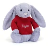 Jellycat Bashful Viola Bunny with Personalised Red Jumper< All Soft Toys|Bashful Bunnies