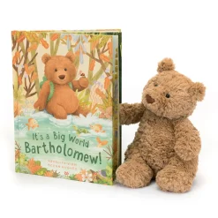 Jellycat It's a Big World Bartholomew Book and Bartholomew Bear Medium< All Soft Toys|Bartholomew Bear & Friends