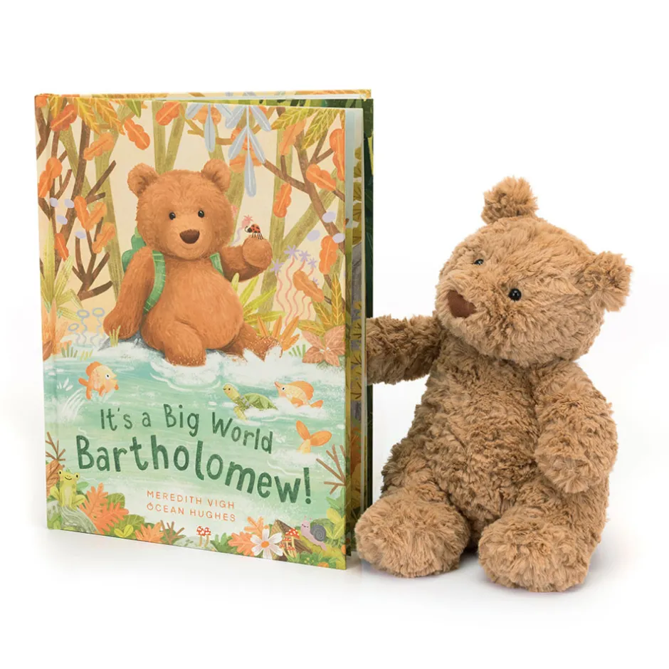 Jellycat It's a Big World Bartholomew Book and Bartholomew Bear Medium< All Soft Toys|Bartholomew Bear & Friends