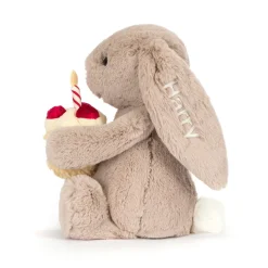 Jellycat Personalised Bashful Beige Bunny 'Birthday'< All Soft Toys|Bashful Bunnies