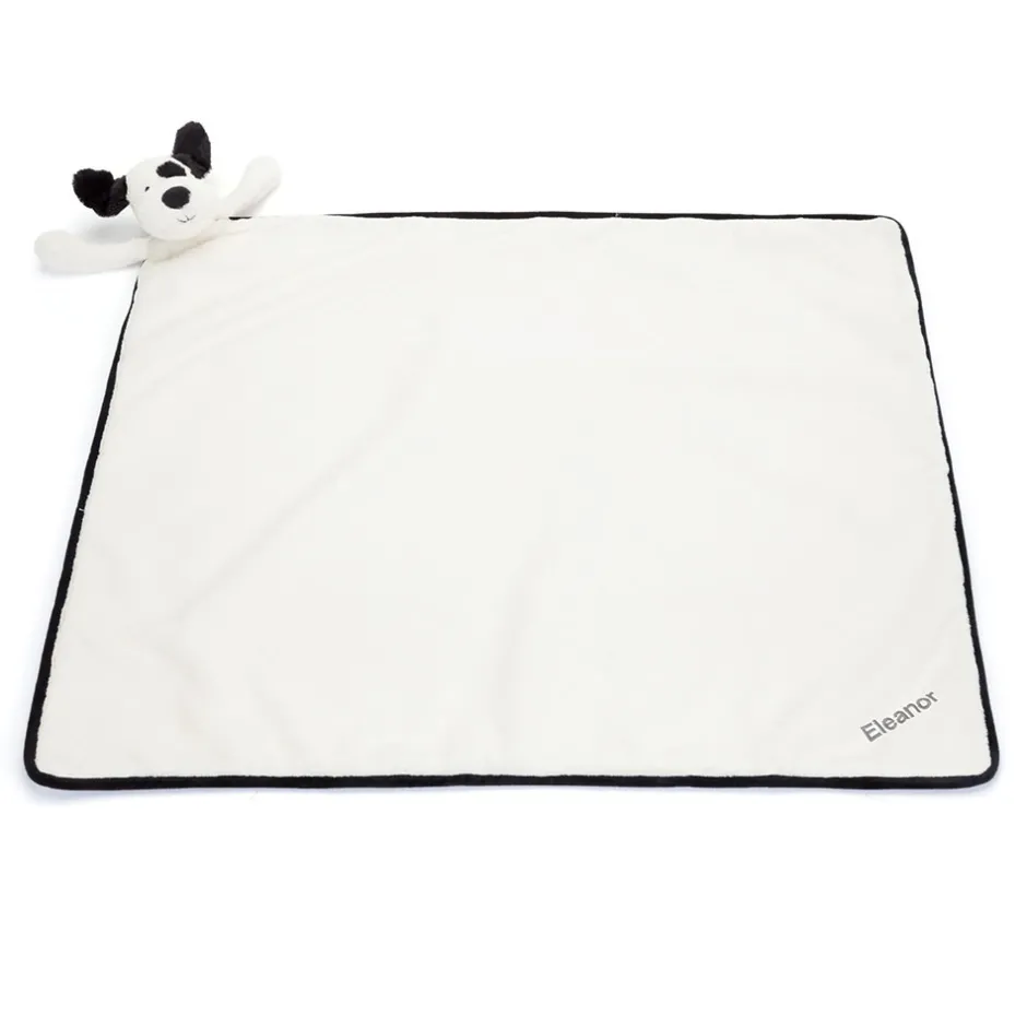 Jellycat Personalised Bashful Black & Cream Puppy Blankie< All Bashfuls|View All