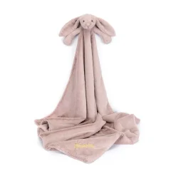 Jellycat Personalised Bashful Luxe Bunny Rosa Blankie< Bashful Bunnies|All Bashfuls